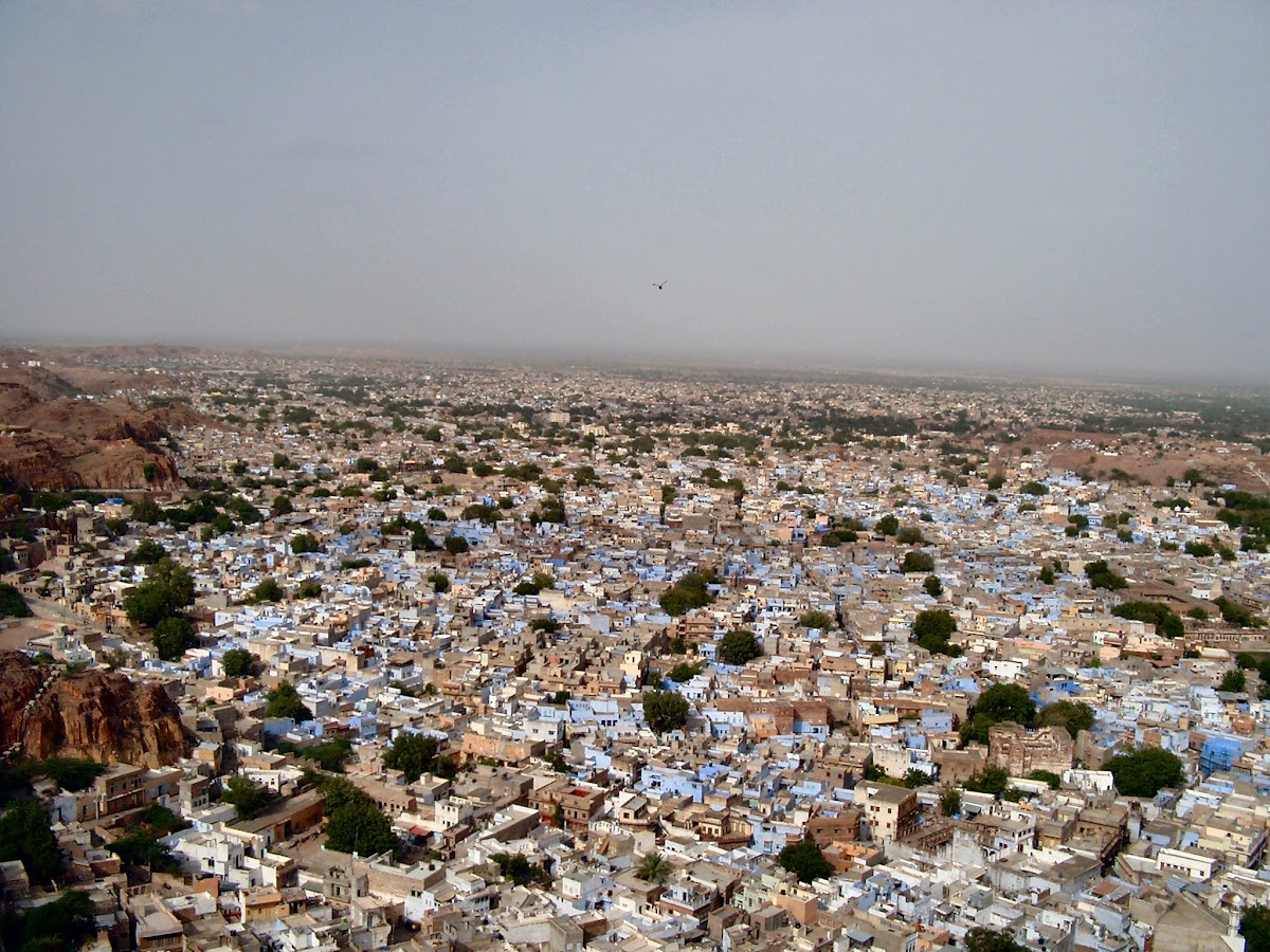 Uitzicht vanaf het fort over de blauwe huizen van Jodhpur